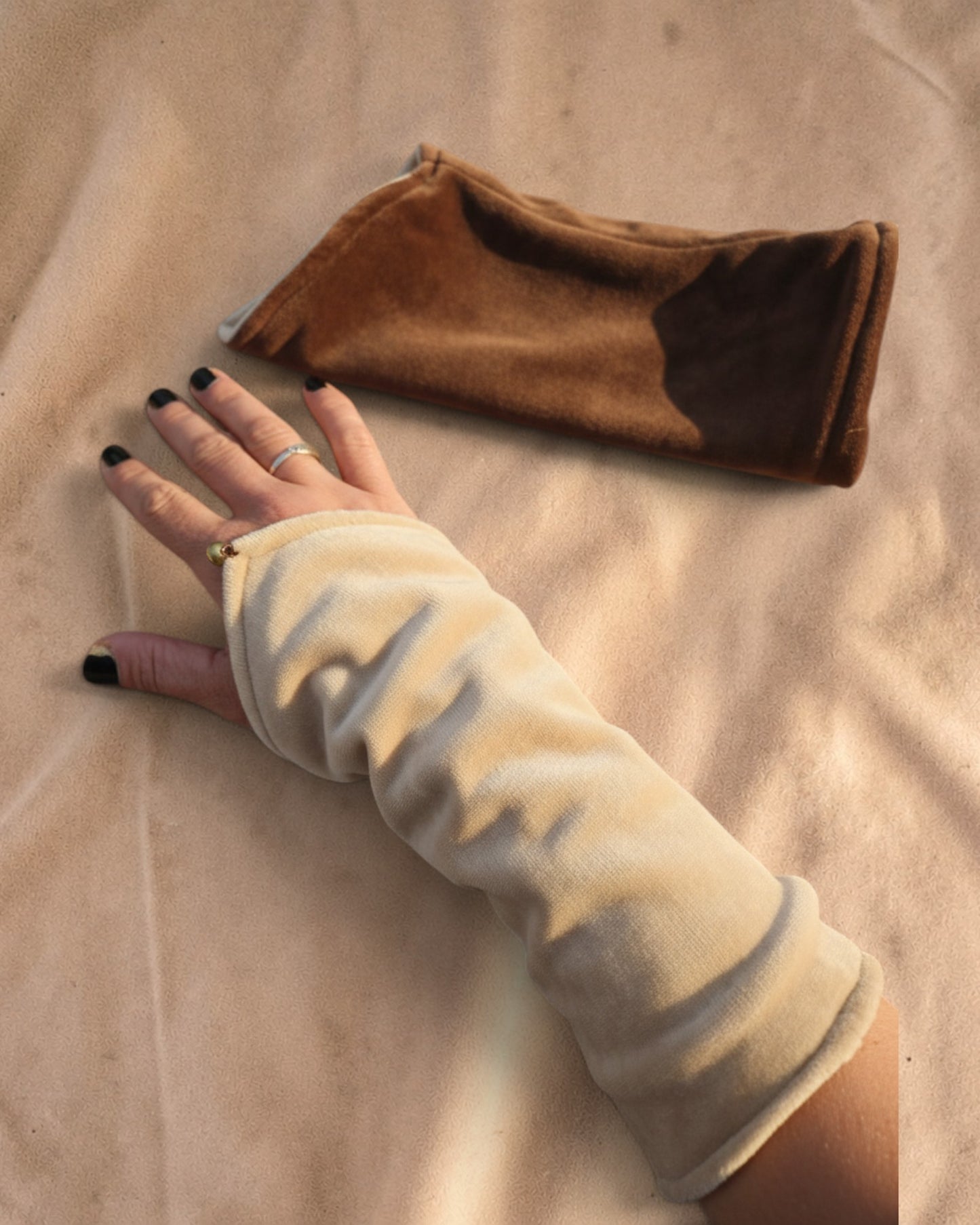 Crème bruin armwarmers
