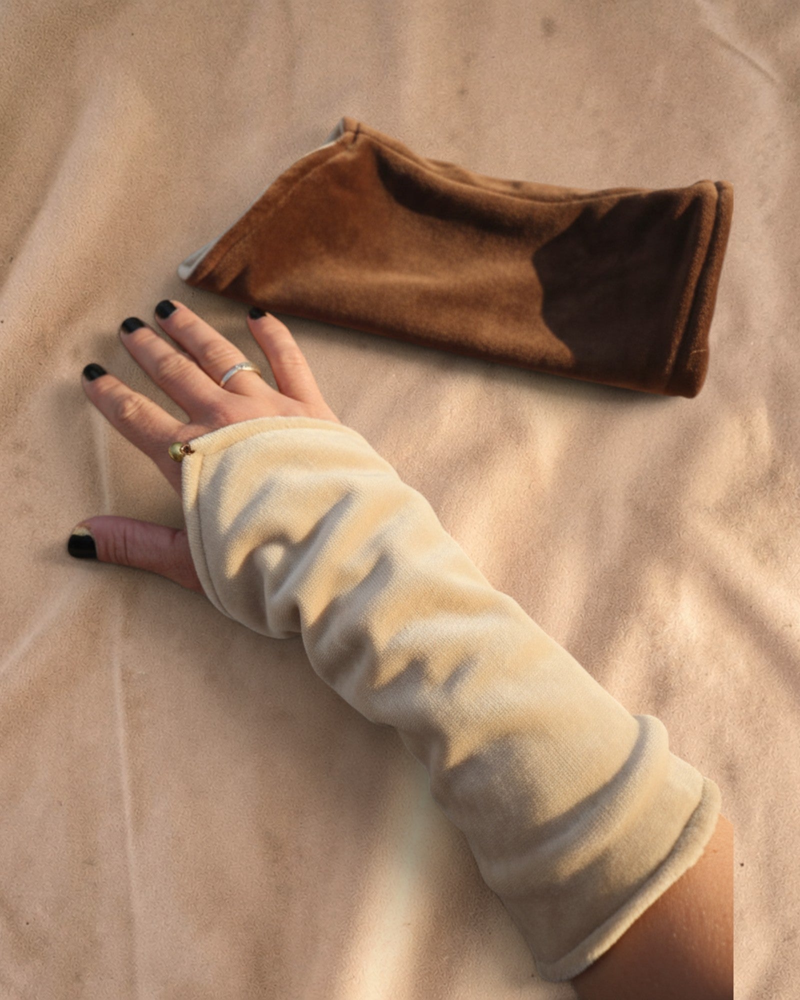 Crème bruin armwarmers