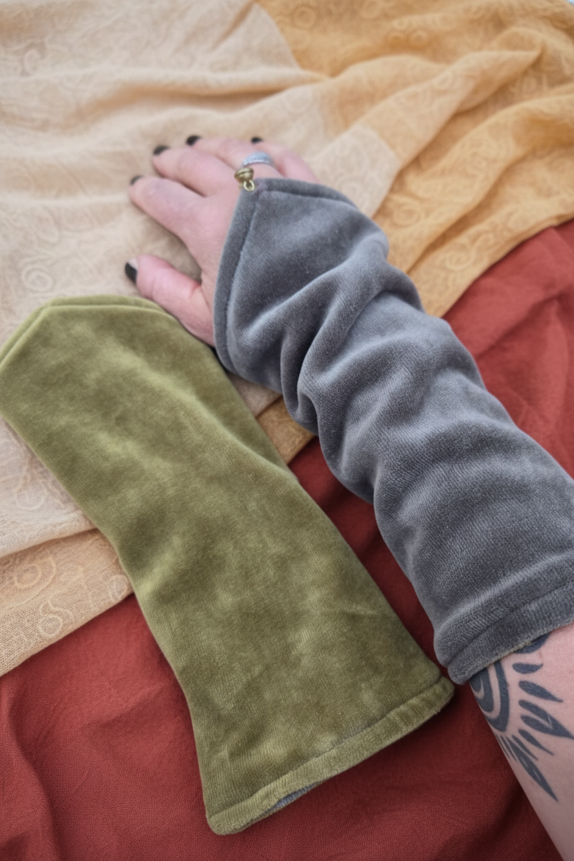 Olijf grijs armwarmers lifestyle
