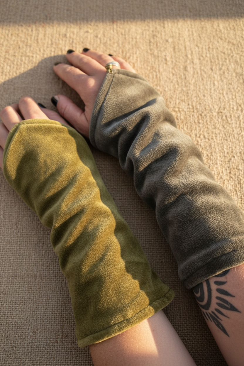 Olijfgroen grijs duo armwarmers