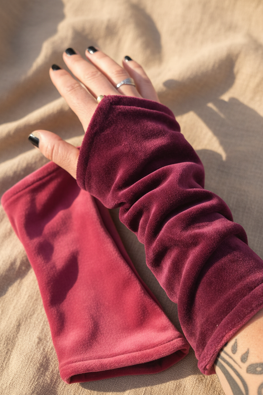 Roze fuchsia armwarmer close-up